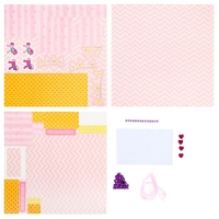 Коробочка с пожеланиями своими руками "Карусель" розовая, 3 листа с элементами + декор