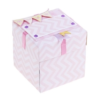Коробочка с пожеланиями своими руками "Карусель" розовая, 3 листа с элементами + декор
