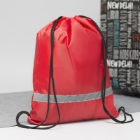 Сумка для обуви на шнурке, 1 отдел, светоотражающая полоса, цвет красный