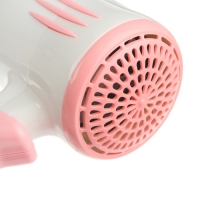 Фен для волос LuazON LF-11, 1400 Вт, 2 скорости, складная ручка, бело-розовый