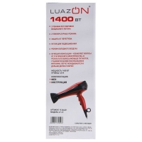 Фен для волос LuazON LF-21, 1400 Вт, 2 скорости, 3 темп. режим, ионизатор, чёрно-красный