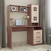 Стол компьютерный «Фаворит», 1350×590×1660 мм, цвет ясень шимо светлый/тёмный