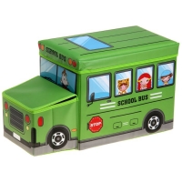 Короб для хранения 55х26х32 см "Школьный автобус", 2 отделения, цвет зеленый