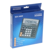 Калькулятор настольный 16-разрядный SDC-660II, 156*159*31мм, двойное питание, черный