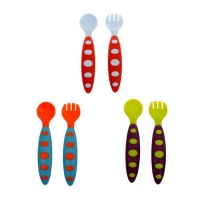 Набор столовых приборов для кормления: ложка и вилка, с силиконовыми ручками, от 5 мес., цвета МИКС