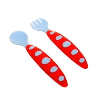 Набор столовых приборов для кормления: ложка и вилка, с силиконовыми ручками, от 5 мес., цвета МИКС