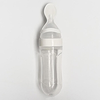 Бутылочка для кормления силиконовая с ложкой «Наш малыш», 90 мл, от 4 мес., цвета МИКС