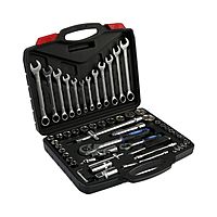 Набор инструментов в кейсе TUNDRA, автомобильный, CrV, 1/2" и 1/4", 61 предмет