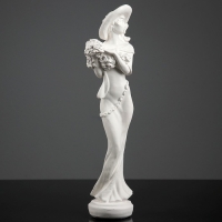 Статуэтка "Девушка в шляпе" малая белая 10 × 10 × 39 см