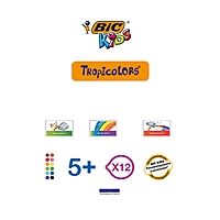 Карандаши 12 цветов BIC Kids Tropicolors 2, пластиковые