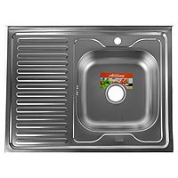 Мойка кухонная Accoona AC6080-R, накладная, правая, толщина 0.6 мм, 800х600х165 мм, декор