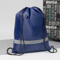 Сумка для обуви на шнурке, 1 отдел, светоотражающая полоса, цвет синий