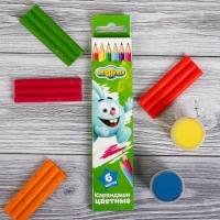 Карандаши цветные 6 цветов СМЕШАРИКИ "Крош"