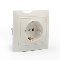 Розетка Smartbuy, серия "Венера", одноместная, керамика, 16  А, с з/к, белая