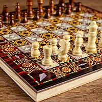 Игра настольная 3 в 1: нарды, шашки, шахматы, поле 30 × 30 см, доска с узорами