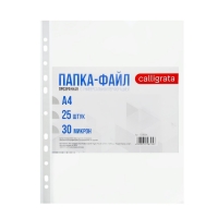 Файл-вкладыш А4, 30 мкм Calligrata, глянцевый, упаковка 25 шт.