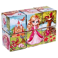 Кубики "Принцессы" картон, 6 штук