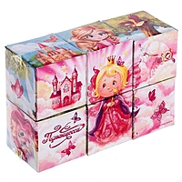 Кубики "Принцессы" картон, 6 штук