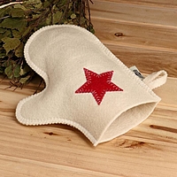 Набор для бани и сауны «Будёновец»: шапка, рукавица, коврик, фетр, белый