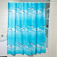 Штора для ванной комнаты Доляна «Дельфины в облаках», 180×180 см, EVA