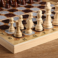 Шахматы, шашки, нарды средние 3в1 "Мраморные" 40х20 см