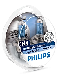 Лампа Philips CrystalVision H4 12V 60/55W 2+2 шт. 12342CVSM
