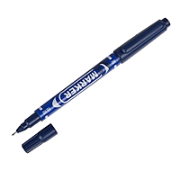 Маркер перманентный двухсторонний круглый (2 мм/0,7 мм) синий CALLIGRATA 1120