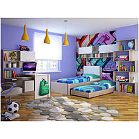 Стеллаж Walker, 234×830×2000 мм, цвет ясень шимо светлый/белый