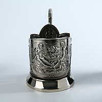Подстаканник "Охотник", (стакан d=6,1 см), никелированный, с чернением