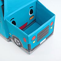 Короб стеллажный для хранения с крышкой «Школьный автобус», 55×26×32 см, 2 отделения, цвет голубой