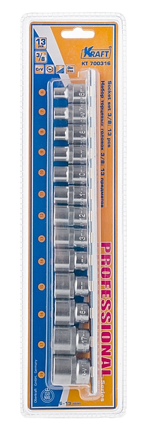 Набор головок торцевых Kraft KT-700316 13 предметов