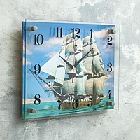 Часы настенные прямоугольные "Корабль", 40х30 см