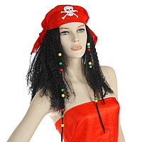 Карнавальный парик "Пиратка в бандане" с косичками, 120 г, цвет чёрный