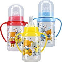 Бутылочка для кормления с ручками, 125 мл, от 6 мес., цвета МИКС