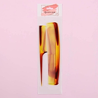 Набор расчёсок, 2 предмета: с ручкой, с хвостиком, цвет янтарный