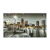 Часы настенные прямоугольные "Ночной город", стекло, 35х60 см