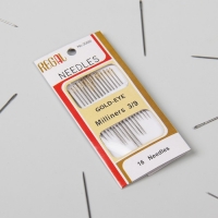 Игла швейная для модисток 3/9 "Золотое ушко", 16шт