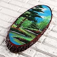 Картина "Лето" на срезе дерева 50 х 23 х 2 см, каменная крошка