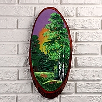 Картина "Лето" на срезе дерева 50 х 23 х 2 см, каменная крошка