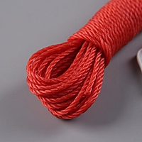 Веревка бельевая 3 мм, длина 10 м, 2 крючка, цвет МИКС