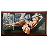 Часы-картина настенные "Девушка на кушетке", 50х100 см микс