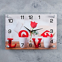 Часы настенные прямоугольные "Любовь"  25х35 см микс
