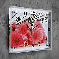 Часы настенные прямоугольные "Герберы", 25 × 35 см, микс