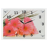 Часы настенные прямоугольные "Герберы", 25 × 35 см, микс