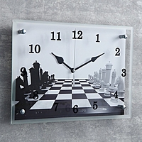 Часы настенные прямоугольные "Шахматная партия"25х35см  микс