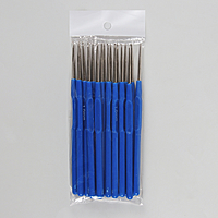 Крючок для вязания металлический, с пластиковой ручкой, d=1мм, 13,5см, цвет синий