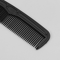 Набор парикмахерский 2 предмета: ножницы с упором, расческа двухрядная, цвет чёрный