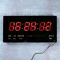 Часы настенные электронные "Точность": температура, будильник, календарь, цифры красные