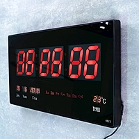 Часы настенные электронные "Точность": температура, будильник, календарь, цифры красные