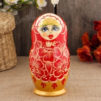 Матрешка "Гжель" красная 5 кукол, художественная роспись